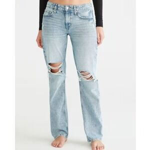 Aeropostale Women's Blue KND Low-Rise Baggy Straight Leg Jeans Size 10‎ R